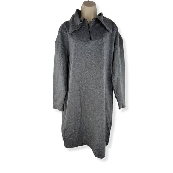 Nordstrom Gray Sweatshirt Dress 1/4 zip up Medium - Picture 1 of 4